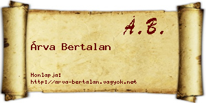 Árva Bertalan névjegykártya