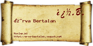 Árva Bertalan névjegykártya