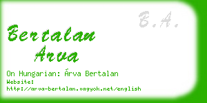 bertalan arva business card